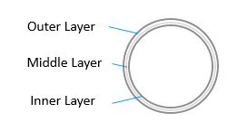A circular diagram with the layers labeled.