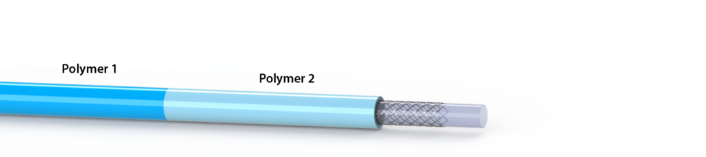 A blue cable is shown with the words polymer 2 underneath it.