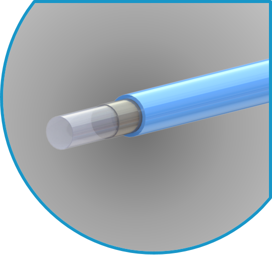 A blue tube with a white stripe on it